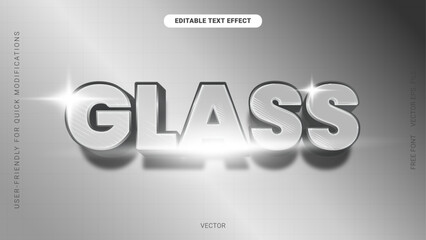 Glass Effect Chrome Text Editable Typography Design
