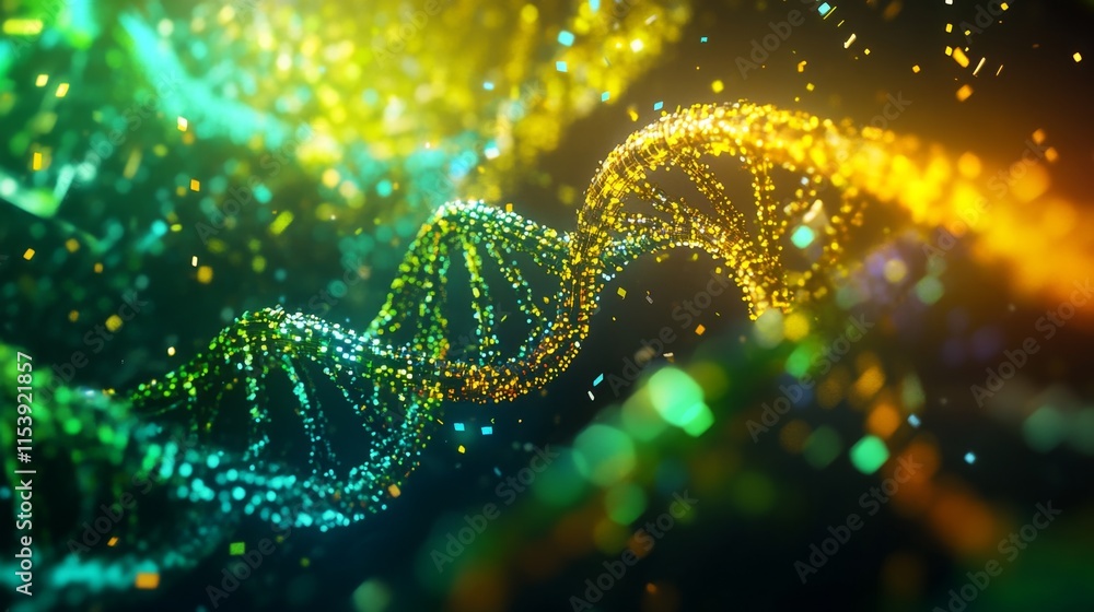 Poster exploring molecular structures dna helix visualization scientific research lab digital art high-tech