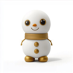 Smiling snowman wearing golden scarf and boots celebrating christmas