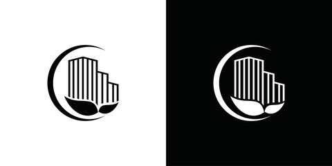Obraz premium simple high rise building logo vector