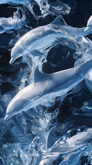 Harmony of a Dolphin Pod in Oceanic Splendor Under Sunlit Waves