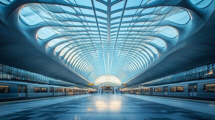 Obraz premium Modern Airport Terminal with Sleek Architecture and Natural Light