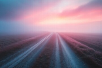 Misty Road at Sunrise