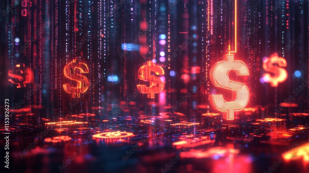 Poster digital currency trends virtual environment graphic visualization abstract concept futuristic view f
