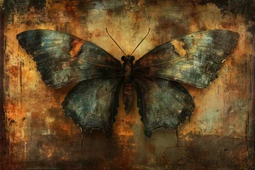 Fotobehang  Grungy Butterfly on Textured Background  © wiwat apisithpinyo