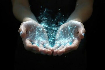 Fototapeta premium Hands Creating a Visual Representation of Cloud Computing