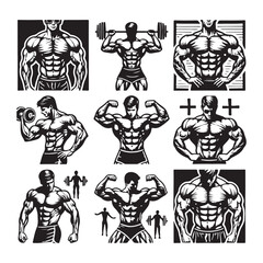 Gym Fitness silhouette vector with white background