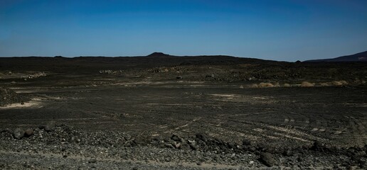 volcanic landscape in the Volcano area of the Afar region in Ethiopia