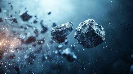 Obraz premium Stunning Close-Up of Asteroids Floating in Cosmic Space Environment