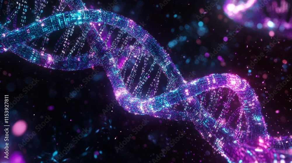 Poster exploring the genetic code dna structure visualization laboratory setting digital art scientific env