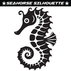 Sea horse silhouette isolated on a white background