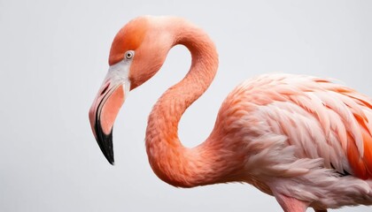 Close-up of a Pink Flamingo's Detailed Feather Structure