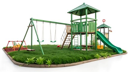 Green plaground landscape isolated on png background