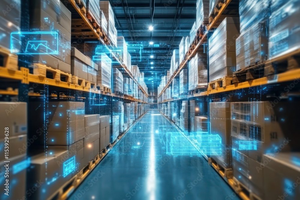 Poster advanced automation in a high-tech warehouse environment