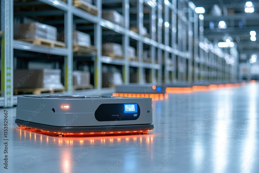 Poster advanced automation in a high-tech warehouse