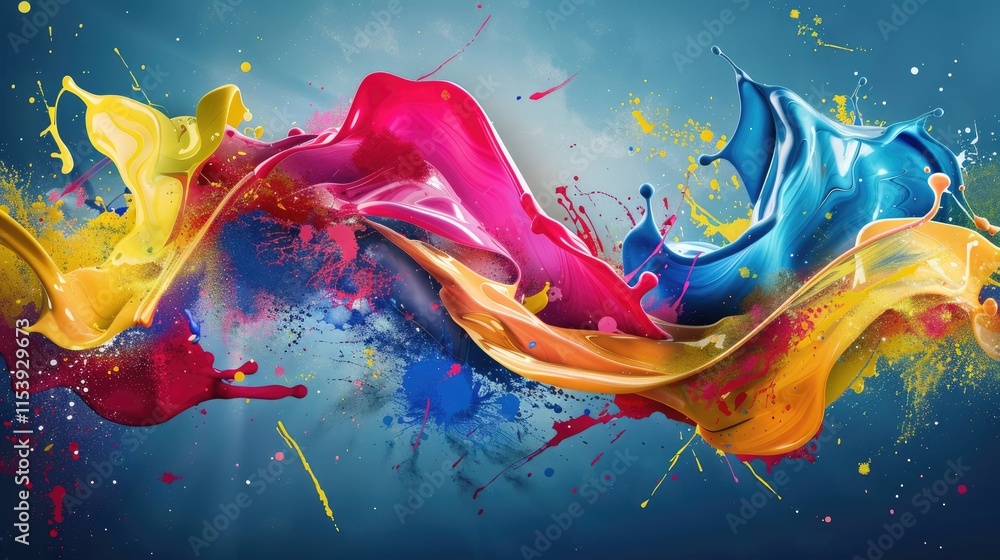 Poster a vibrant splash of colorful paint creating an artistic and dynamic visual effect.