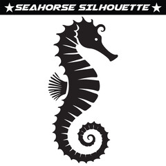 Sea horse silhouette isolated on a white background