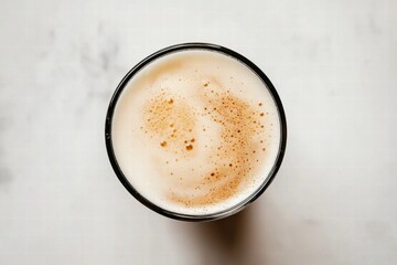 Top View of a Glass of Frothy Beer
