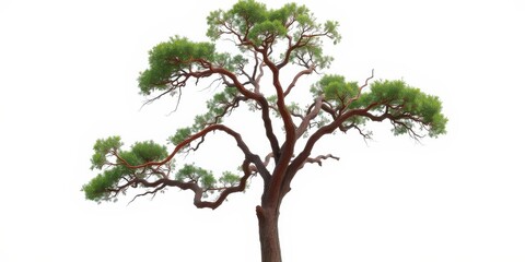 Obraz premium Isolated image of a mature tree with vibrant green foliage and a thick, textured trunk, perfect for environmental or nature-themed designs.