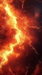 Fiery Crackling Lava Flow, Volcanic Eruption Texture