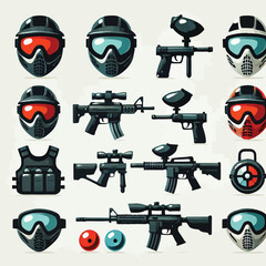 Paintball Icons set vector illustration