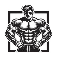 Obraz premium Gym Fitness silhouette vector with white background