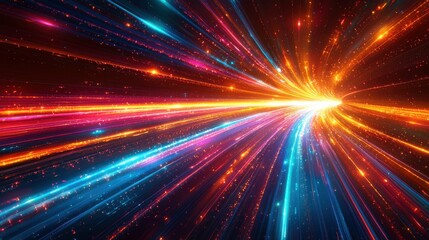 Naklejka premium A vibrant display of colorful streaks radiating outward in an abstract design, creating a dynamic light effect that captivates the viewer.