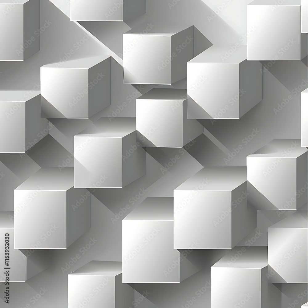 Poster 3d geometric cubes form a dynamic background with realistic shadows, creating depth and ample space 