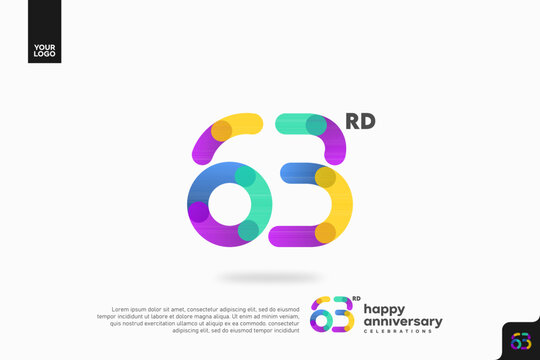 Number 63 logo icon design, 63rd birthday logo number, anniversary 63