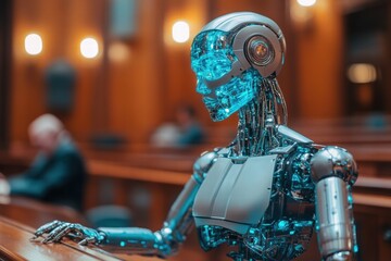 Futuristic Robot in Courtroom