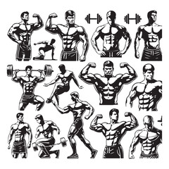 Fototapeta premium Gym Fitness silhouette vector with white background