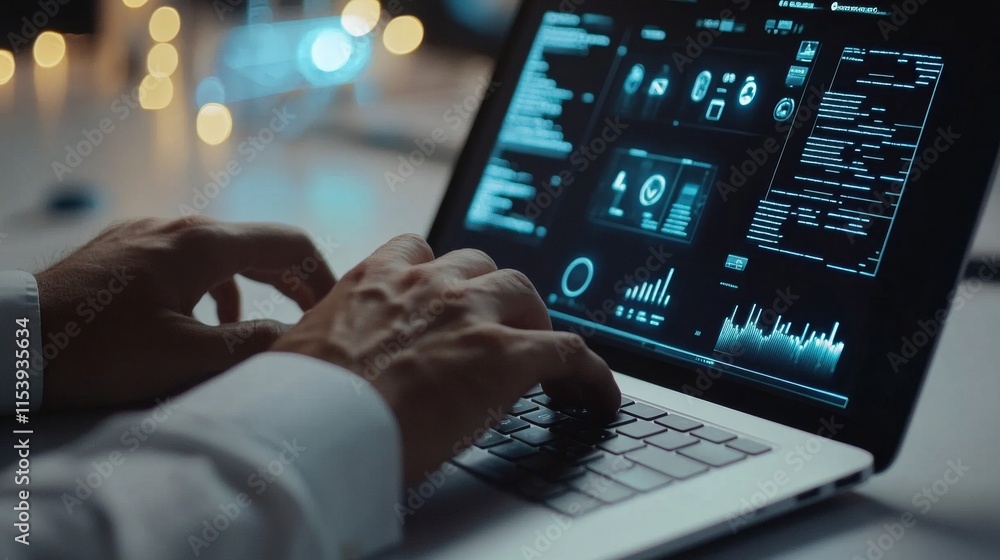 Poster digital data analysis office workspace screen capture modern technology close-up view data visualiza