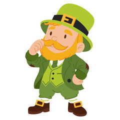 Thoughtful Leprechaun with Hand on Mustache