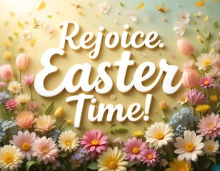 Rejoice Easter Time Floral Springtime Greeting