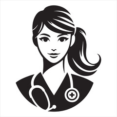 Female doctor silhouette vector. Female doctor icon silhouette illustration