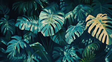 Hojas tropicales verdes en un entorno natural