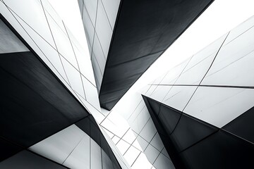 A bold monochrome background with intersecting lines and sharp contrast.