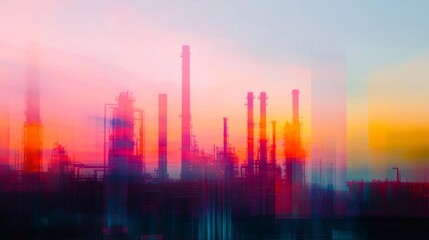 Industrial landscape at sunset urban environment abstract photography vivid colors atmospheric viewpoint