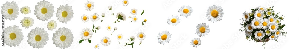 Fototapete a pristine white daisy, marguerite, and chamomile, isolated on a white background with a clipping pa