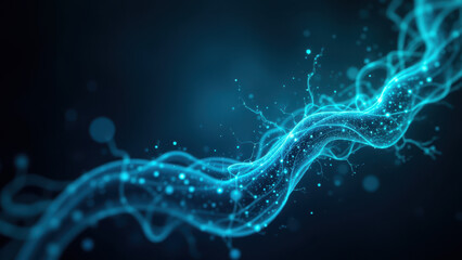 Vagus Nerve Stimulation (VNS) depicted with swirling blue energy, representing neural activity within a body or brain system.