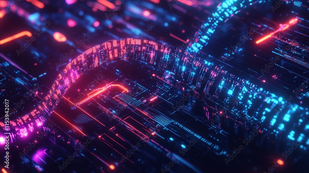 Poster dynamic data flow visualization digital space abstract art tech environment close-up modern concepts