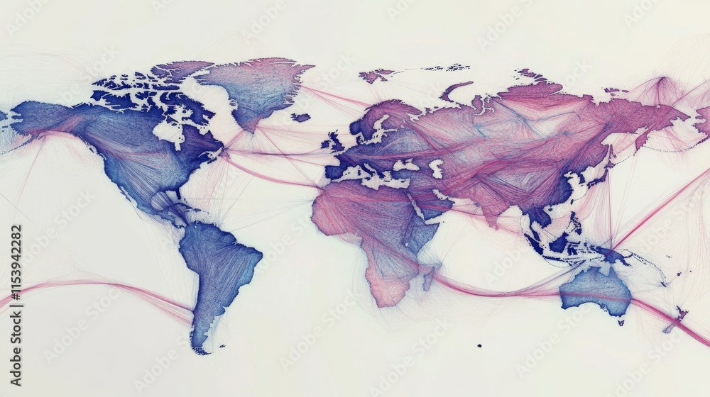 Poster global connectivity visualization world map data representation technology environment abstract view