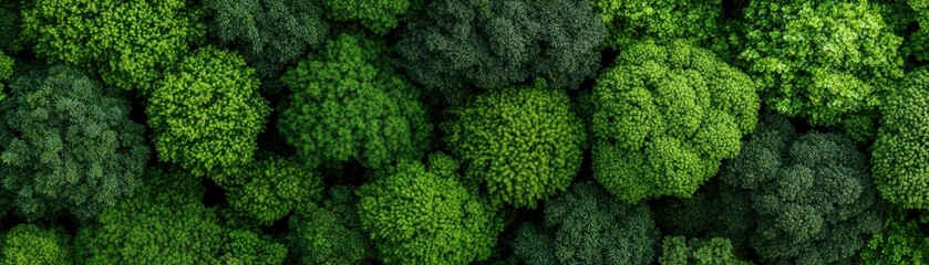 Lush Green Canopy of Dense Forest Showing Vibrant Tree Foliage from Above in Natural Landscape