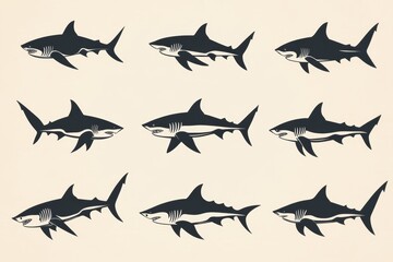 shark silhouette logos, modern and edgy shark silhouette clipart logos for a contemporary brand identity revamp great for a fresh look