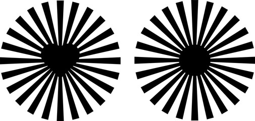 Sunburst element. Radial stripes. Set of vintage hand drawn sunburst rays design elements, explosion, fireworks black ray's. Sunburst backgrounds. Vector illustration.