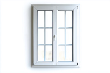 Obraz premium Selective focus window frame isolated on white background, Window glass for house on white, Interior design of house with window.