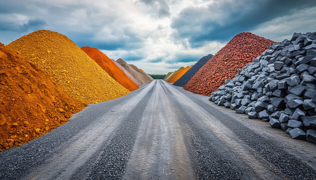 stockpiles of building materials