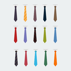 Collection of Stylish Neckties in Various Colors and Patterns Displayed Vertically