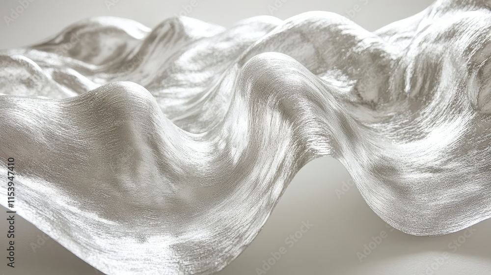 Poster a shimmering, textured fabric undulates gracefully, reflecting light and creating a fluid, dynamic v
