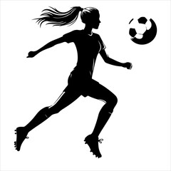 
Female soccer player silhouette vector. Women Soccer Player icon silhouette illustration